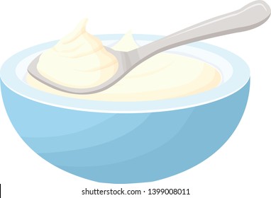 yogurt in a plate vector illustration