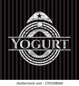 Yogurt silver shiny emblem]. Vector Illustration. Mosaic.