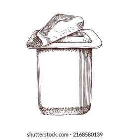 Yogurt, sour cream. Dairy product illustration.