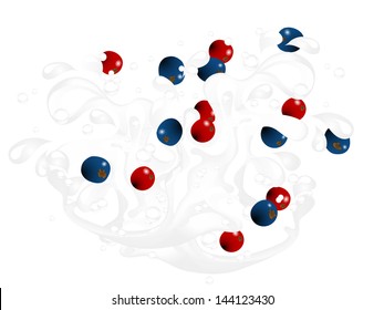 Yogurt splash with fresh blueberries and cranberries