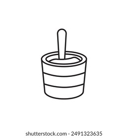 Yogurt with spoon icon, template for graphic and web design. vector illustration