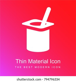 Yogurt and spoon red and pink gradient material white icon minimal design