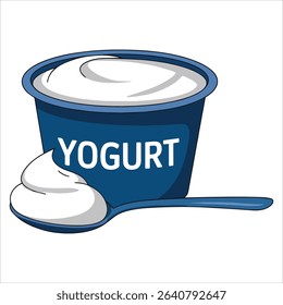 Yogurt in spoon vector art with clean white background. Perfect for dairy packaging, healthy eating visuals, and nutritional product designs