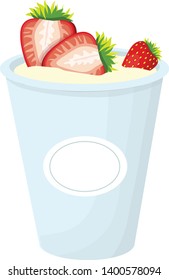 yogurt with strawberries in a cup vector illustration