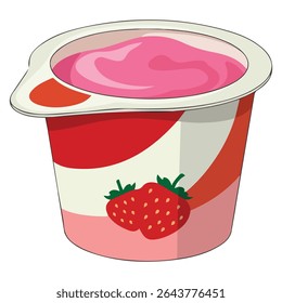 Ilustración vectorial aislada del postre del yogur y de los dulces sobre fondo blanco