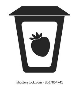Icono vectorial Yogurt.Icono vector negro aislado en yogur de fondo blanco.