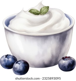 Ilustración de Yogurt Watercolor. Diseño de elementos submarinos dibujados a mano. Elemento de diseño marino vectorial artístico. Ilustración para tarjetas de felicitación, impresión y otros proyectos de diseño.