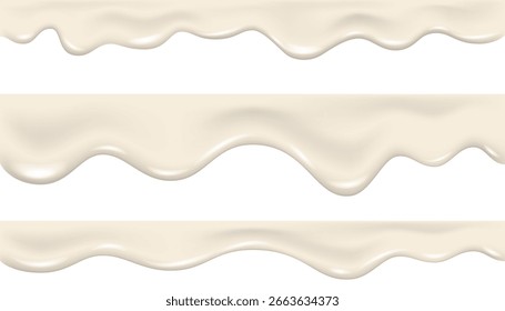 Textura realista 3D de la onda del yogur. Goteo de crema, líquido, pintura o leche. Glaseado fluido, chocolate blanco o helado derretido. Derretir el helado. Salpicadura. Goteo de fondo de Vector de baba.