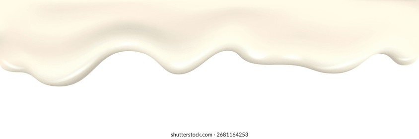 Textura realista 3D de la onda del yogur. Goteo de crema, líquido, pintura o leche. Glaseado fluido, chocolate blanco o helado derretido. Derretir el helado. Salpicadura. Goteo de fondo de Vector de baba.