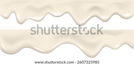 Yogurt wave realistic 3d texture. Dripping cream,  liquid, paint or milk. Flowing  glaze, white chocolate or melted ice cream. Melting ice cream. Splash. Drip slime vector background.