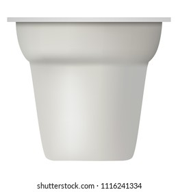 Yogurt white container mockup. Realistic illustration of yogurt white container vector mockup for web design isolated on white background