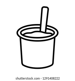 Yogurt / yoghurt cup with spoon flat vector icon for food apps and websites 
