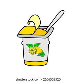 Yogurt.Lemon.
Yogurt flat line icon on white background