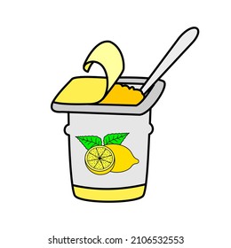 Yogurt.Lemon.
Yogurt flat line icon on white background