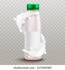 Yogurt.Plastic bottle.Banner.Realistic.Vector illustration