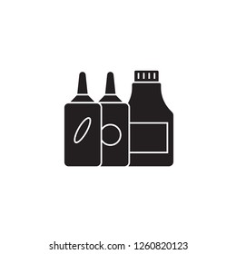 Yogurts black vector concept icon. Yogurts flat illustration, sign