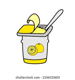Yogurt.Ugli.Yogurt flat line icon on white background