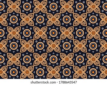 Yogyakarta Batik Motif, Ceplok Grompol,  Indonesian batik motifs with very distinctive plant patterns