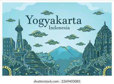 Yogyakarta, Indonesia Cityscape Background Vector