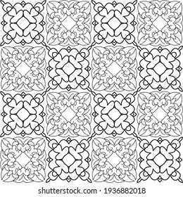 Yogyakarta, Indonesia. March 16th, 2021. vector illustration of a floral batik image for children's coloring books or cloth motifs