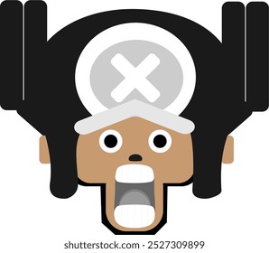 YOGYAKARTA, INDONESIA - October 8, 2024 - Chooper head, onepiece anime character. Vector design illustration with background for sticker, collection, poster, and others.