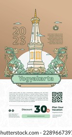 Yogyakarta Monument with Javanese flower for promotion tourism vacation design concept