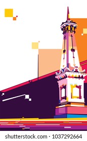 Yogyakarta Tower in pop-art colorful vector.