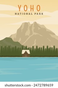 yoho national park poster vintage vector illustration design. national park in canada vintage poster design