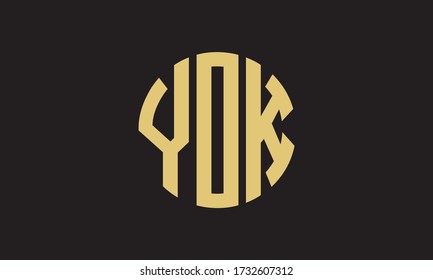 Plantilla de logotipo de marca vectorial de la letra monográfica de YOK Circle Emblem Resumen