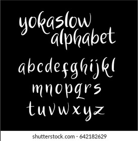 Yokaslow vector alphabet lowercase characters. Good use for logotype, cover title, poster title, letterhead, body text, or any design you want.