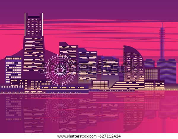 横浜 ビル 夜景 のイラスト素材 画像 ベクター画像 Shutterstock
