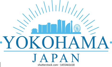 Yokohama Japan. Banner Design. City Skyline. Silhouette Vector. Famous Monuments.