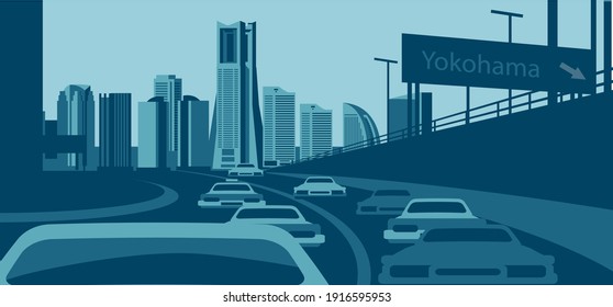 Yokohama Japan skyline vector illustration