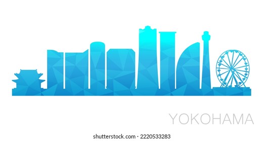 Yokohama, Kanagawa, Japan Low Poly Skyline Clip Art City Design. Geometric Polygon Graphic Horizon Icon. Vector Illustration Symbol.