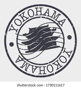 Yokohama, Kanagawa, Japan Stamp Postal. Building Silhouette Seal. Passport Round Design. Famous Monument Vector Icon Retro Travel Design.