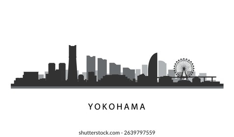 Yokohama Skyline with Japan Cityscape, and Vector Illustration.