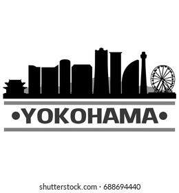 Yokohama Skyline Silhouette City Vector Design Art