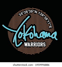 Yokohama Warriors Typography design in vector illustration.Clothing,t shirt,apparel and other uses