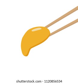 yolk and chopsticks vector. free space for text. wallpaper. background.