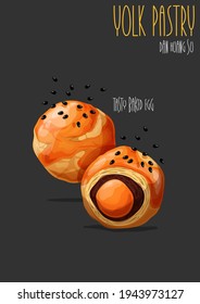 Yolk Pastry. Tasty Baked Egg Yolk Pastry. Vector Illustration