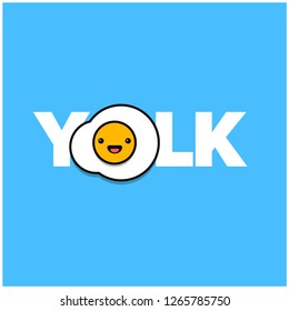 Yolk Typography with Fried Egg Vector Illustration