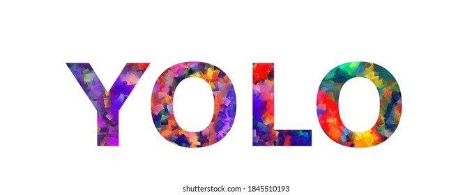 YOLO. Colorful typography text banner. Vector the word you only live once