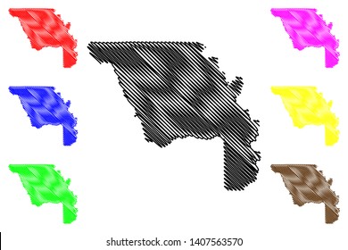 Yolo County, California (Counties in California, United States of America,USA, U.S., US) map vector illustration, scribble sketch Yolo map