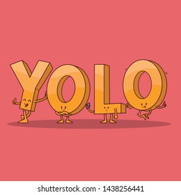 YOLO letter characters vector illustration. Letter, generation, social media, invitation design concept