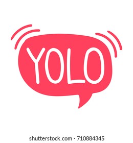 Yolo. Vector lettering, hand drawn illustration on white background.
