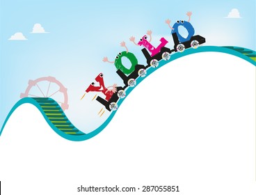 Yolo or You Only Live Once phrase riding a risky roller coaster. Editable Clip art.