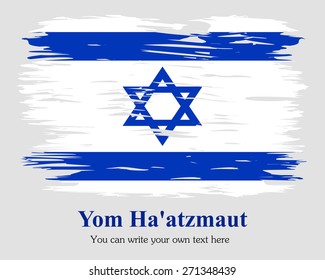Yom Ha'atzmaut. Flag of  Israel painted with a brush. Background, grunge, paint. infograph Image. Vector. Icon. Independence Day