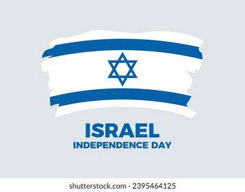 Yom Ha'atzmaut Israel Independence Day poster vector illustration. Grunge Flag of Israel icon vector isolated on a gray background. Paintbrush Israeli flag graphic design element. Important day