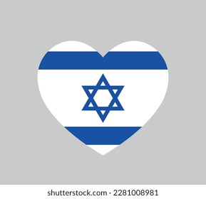 Yom Haatzmaut, símbolo de amor Israel, icono de la bandera del corazón, ilustración del vector