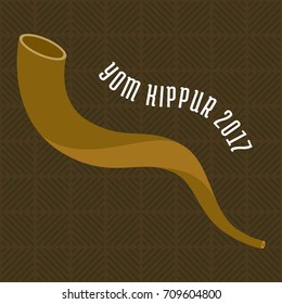 Yom kippur 2017 with shofar horn for rosh Hashanah, Israel new year, flat design